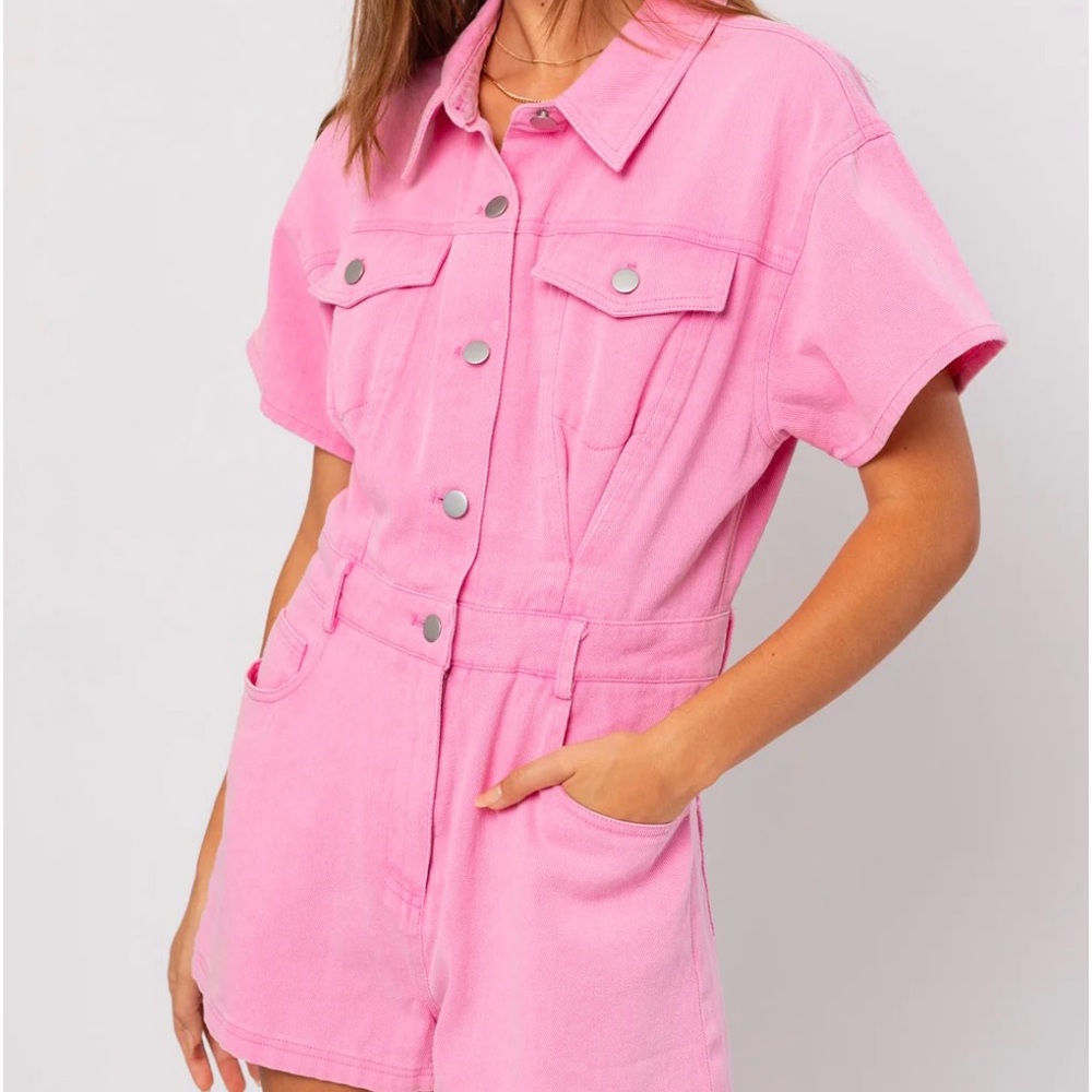 COPY - Pink Denim Romper